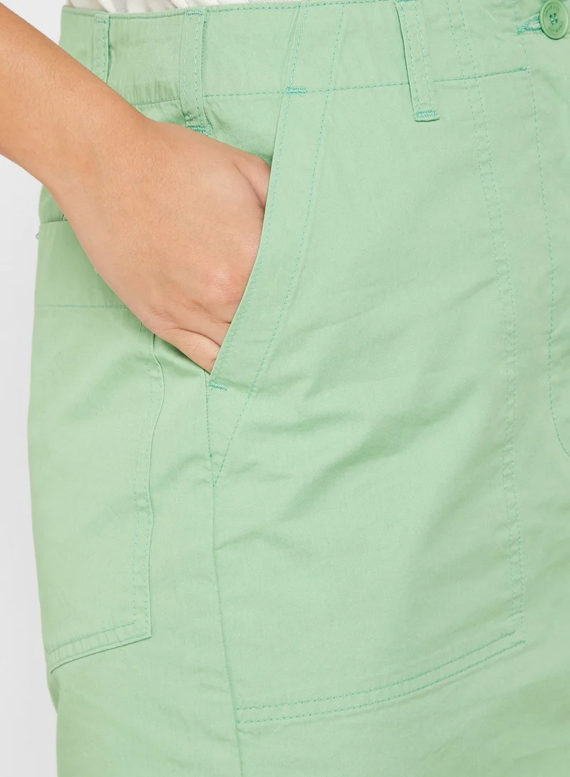 LACOSTE Button Detail Denim Skirt