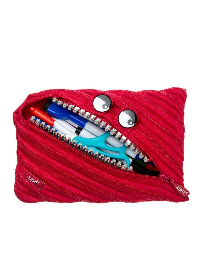 Zipit Grillz Large Pencil Case For Kids ; Pencil Pouch For School College And Office ; Pencil Bag For Boys & Girls (Red) - Image 4