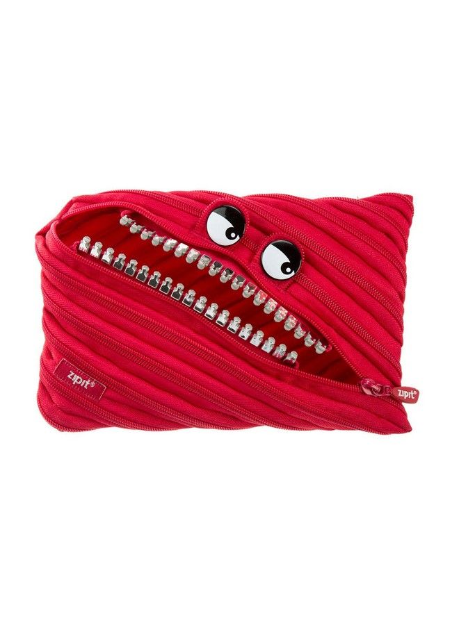 Zipit Grillz Large Pencil Case For Kids ; Pencil Pouch For School College And Office ; Pencil Bag For Boys & Girls (Red) - Image 2