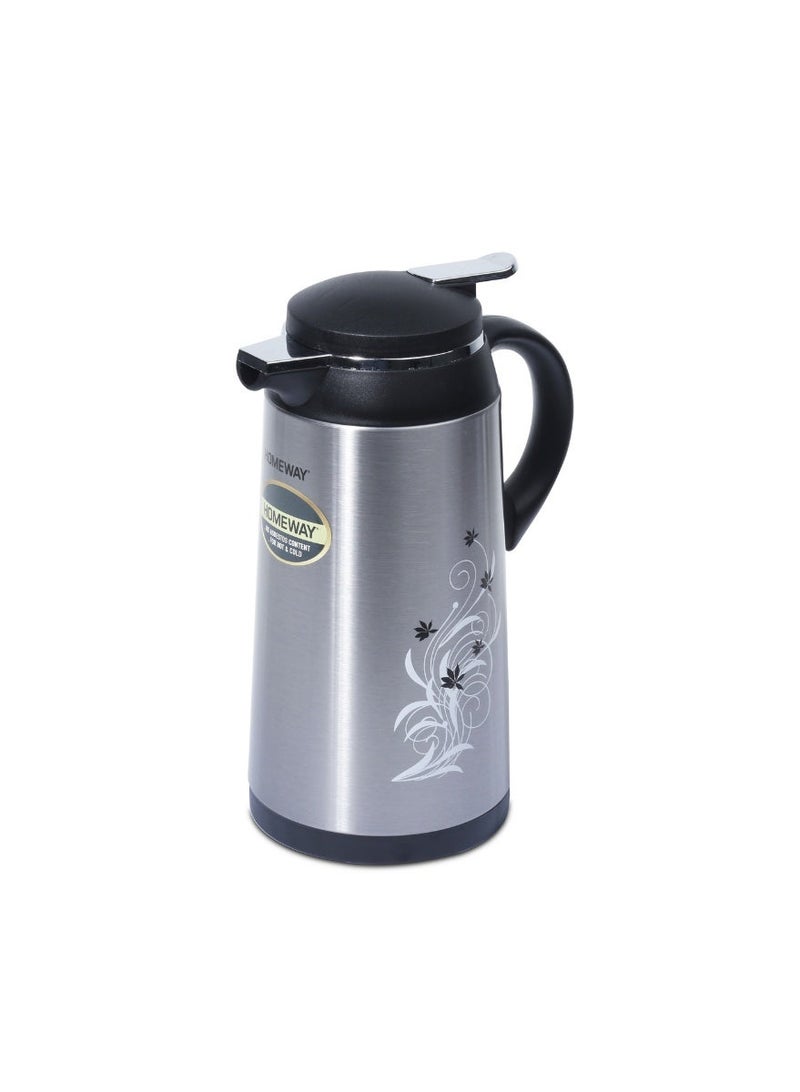 Homeway 1.6L Vacuum Flask Double Wall Glass Vacuum Insulated Hot & Cold Beverage Jug HW1183 Silver & Black - Image 2