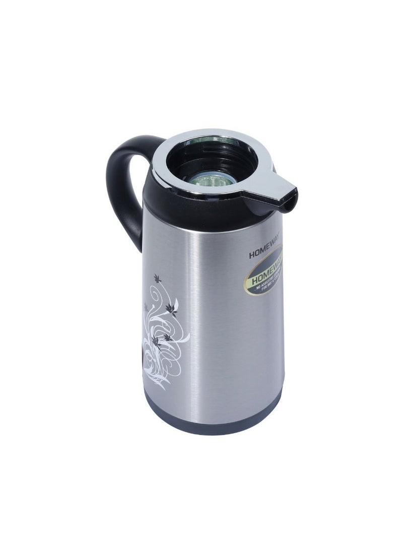 Homeway 1.6L Vacuum Flask Double Wall Glass Vacuum Insulated Hot & Cold Beverage Jug HW1183 Silver & Black - Image 5