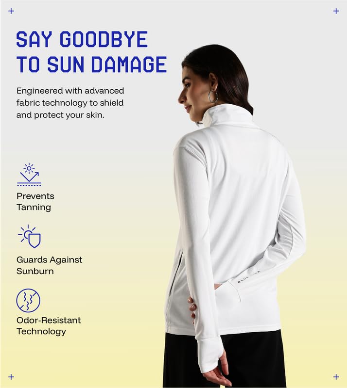 BLUE TYGA SUNSCREEN JACKET Women's Travel Nylon Solid Plain Sports Summer Gym Workout Running Travel Trekking and Sunscreen Jacket for Women Nylon Winter Casual Wear - Image 4