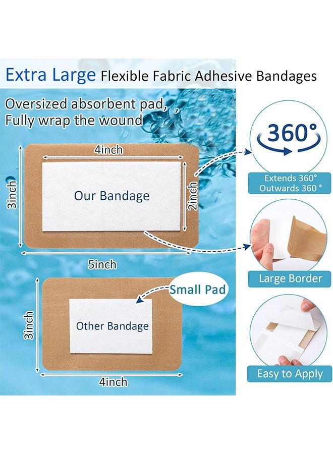 Quantum 10 PCS Extra Large Adhesive Bandages, Flexible Long Sterile Fabric Bandage, Large Adhesive Bandage with Non-Stick Pads for Wound Care - Image 2