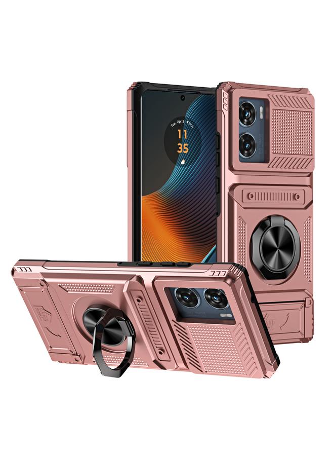 The Bros حافظة لهاتف موتورولا إيدج 50 فيوجن TPU+PC مضادة للصدمات مع فتحة بطاقة وحامل معدني