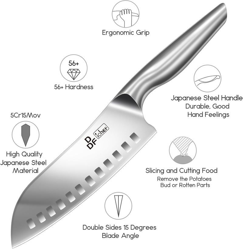 DDF iohEF Kitchen Knife, Chef's Knife In Japanese Stainless Steel Professional Santoku Cooking Knife, 7 Inch Non-slip Ultra Sharp Knife with Ergonomic Handle - Image 2
