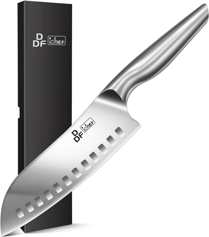 DDF iohEF Kitchen Knife, Chef's Knife In Japanese Stainless Steel Professional Santoku Cooking Knife, 7 Inch Non-slip Ultra Sharp Knife with Ergonomic Handle - Image 1