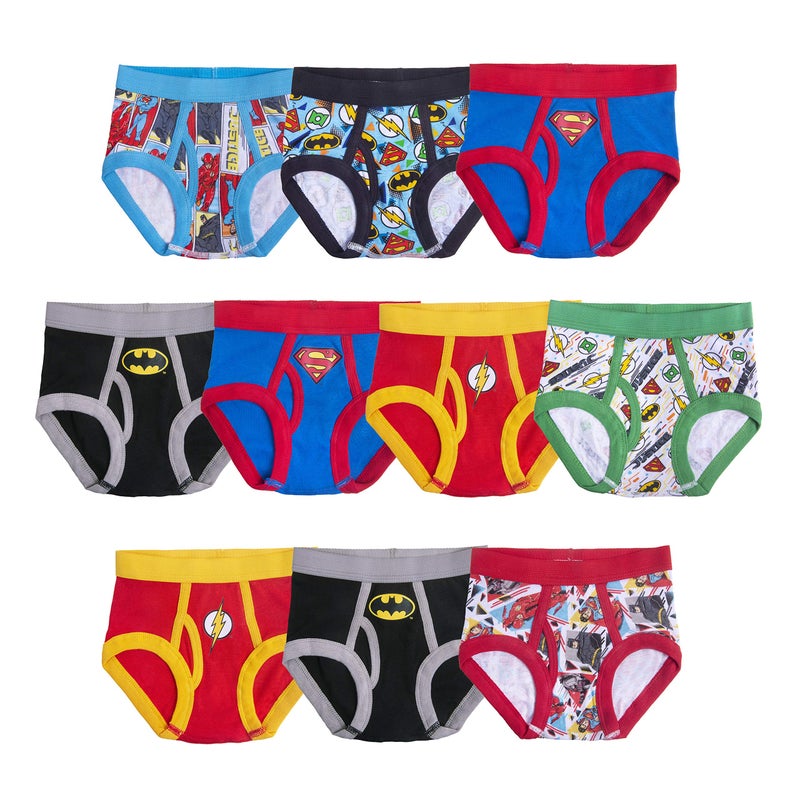 DC Comics DC Comics 100% Cotton Briefs with Prints Including Superman, Batman, The Flash Logos, Sizes 2/3T, 4T, 4, 6, 8  - Image 1