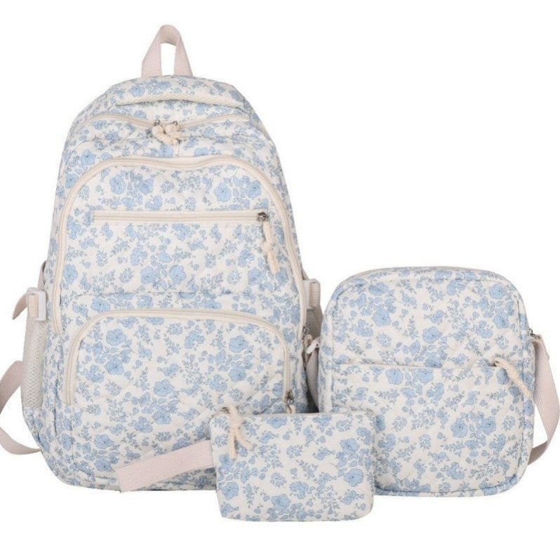 Quilted Corduroy Student Backpack Set with Pencil Case and Insulated Bag - Image 5