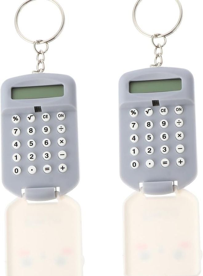 2Pcs Mini Pocket Calculator Cute Electronic Arithmetic Tool For Students Pink - Image 1