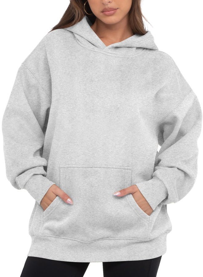 VIUTIL Womens Oversized Hoodies Fleece Loose Hooded Sweatshirt Fall Winter Outfits 2026 Trendy Clothes, Grey, M - Image 1