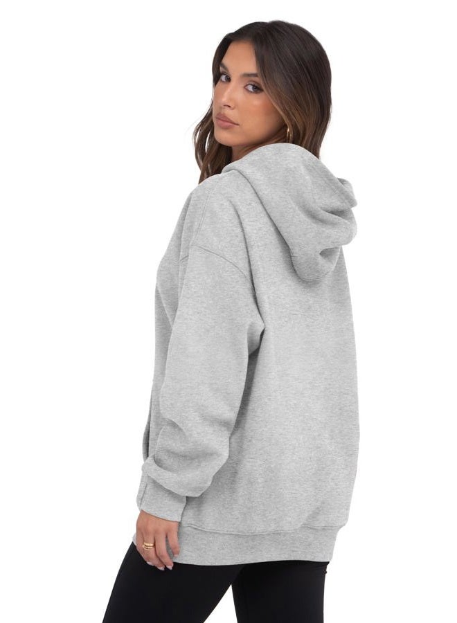 VIUTIL Womens Oversized Hoodies Fleece Loose Hooded Sweatshirt Fall Winter Outfits 2026 Trendy Clothes, Grey, M - Image 5