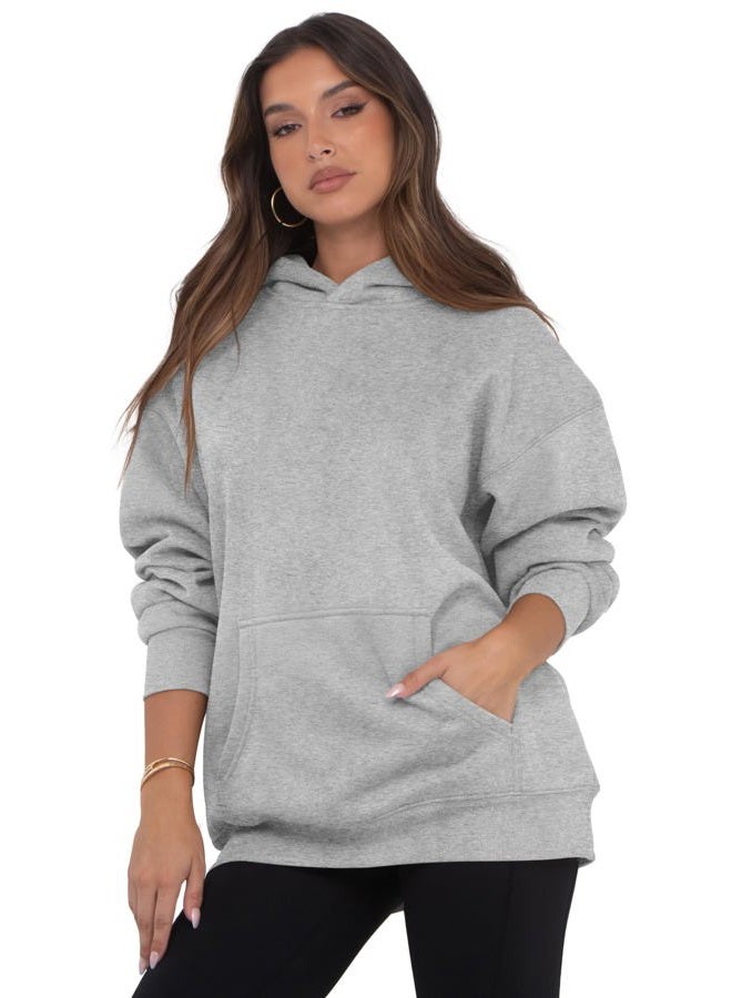 VIUTIL Womens Oversized Hoodies Fleece Loose Hooded Sweatshirt Fall Winter Outfits 2026 Trendy Clothes, Grey, M - Image 4
