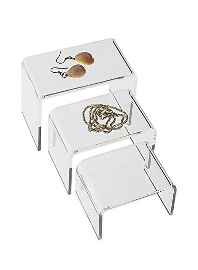 SourceOneOrg 3 Clear Acrylic Jewelry Risers Showcase - Small - Image 1