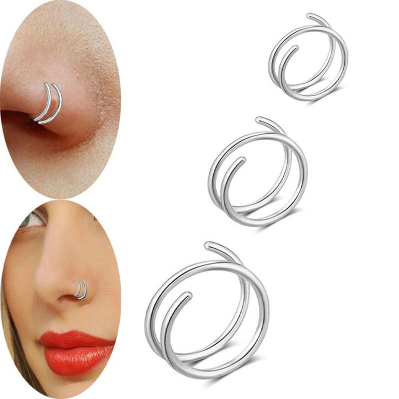 Stainless Steel Double Spiral Spring Nose Ring Piercing Jewelry for Unisex - Image 3
