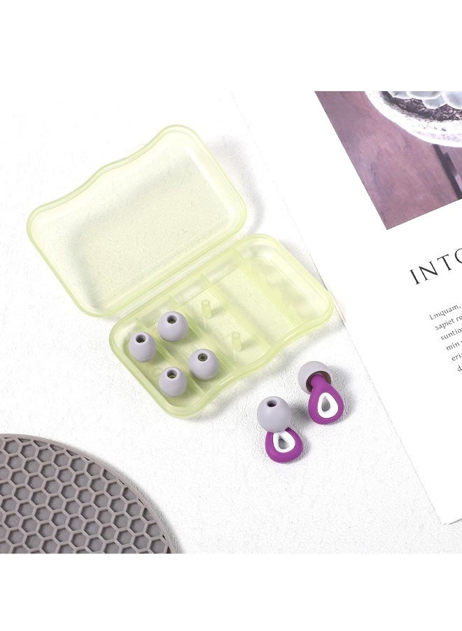 Ear Plugs for Sleeping Noise Canceling, Soft Noise Reduction Earplugs with Storage Box Reusable Silicone Snoring Blocking Earplugs Hearing Protection for Work Travel Concerts (Purple) - Image 2