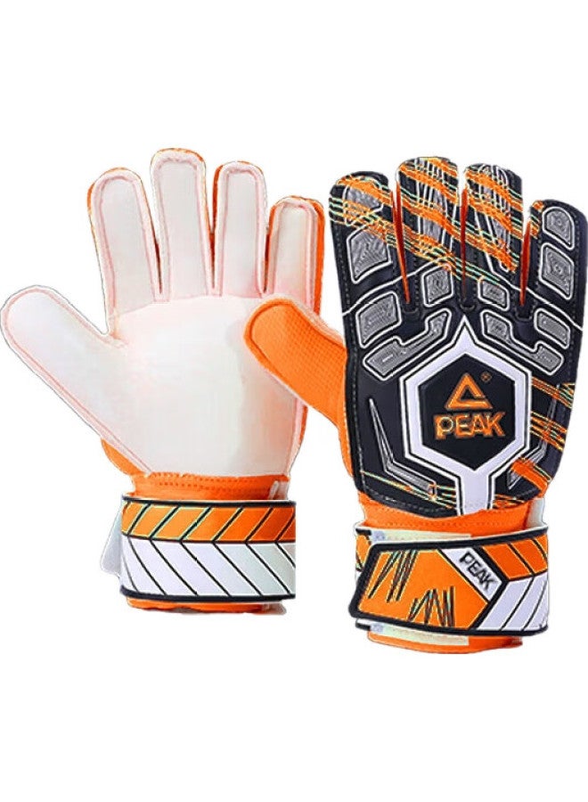 PEAK قفازات حارس المرمى مع حماية الأصابع، لاتكس طبيعي، غير قابلة للانزلاق، مقاومة للاهتراء، ممتصة للصدمات، للبالغين والأطفال، قفازات تدريب احترافية لحارس المرمى، قفازات كرة القدم، معدات حارس المرمى، برتقالي، مقاس 6 - Image 2