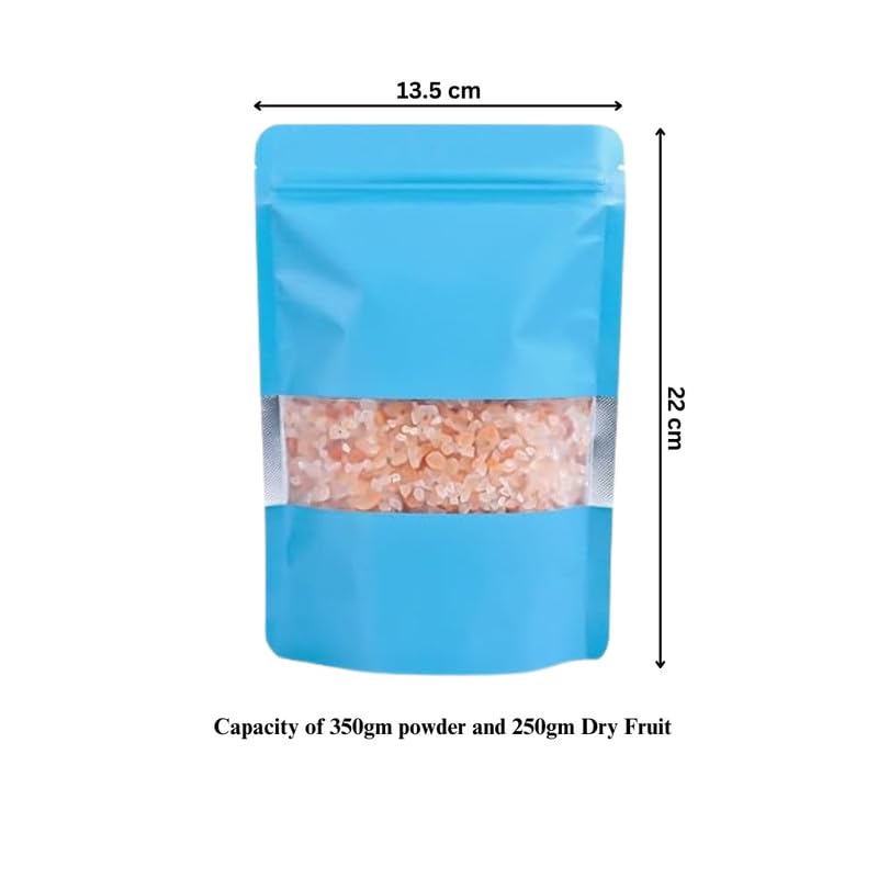 DEERA Matte Blue Sky Blue With Window Ziplock Storage Pouch 135x220mm Pack of 25 - Image 2