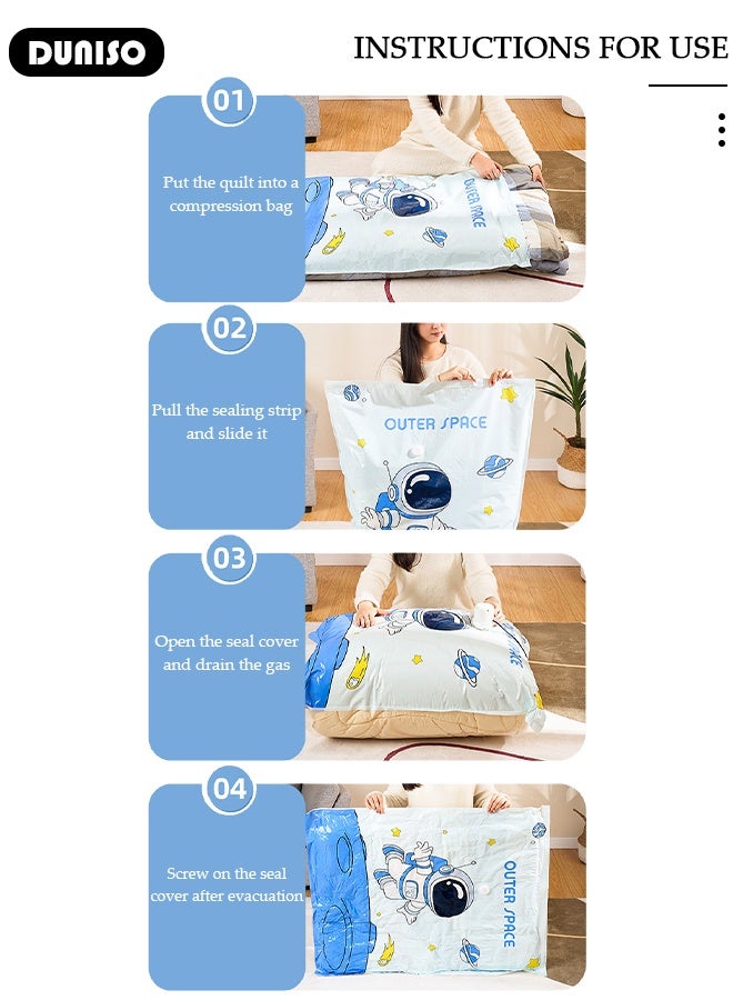 DUNISO Travel Vacuum Sealer Bags,Combo Vacuum Storage Bag with Electric Pump, 4 Pack(1Jumbo + 1 Large + 1Medium + 1 Small) of Reusable Compression Bags, Double Zip Seal Special-Grip Clip, Rapid Vacuum for Clothes, Mattress, Blanket, Pillows Compression and Travelling - Image 3