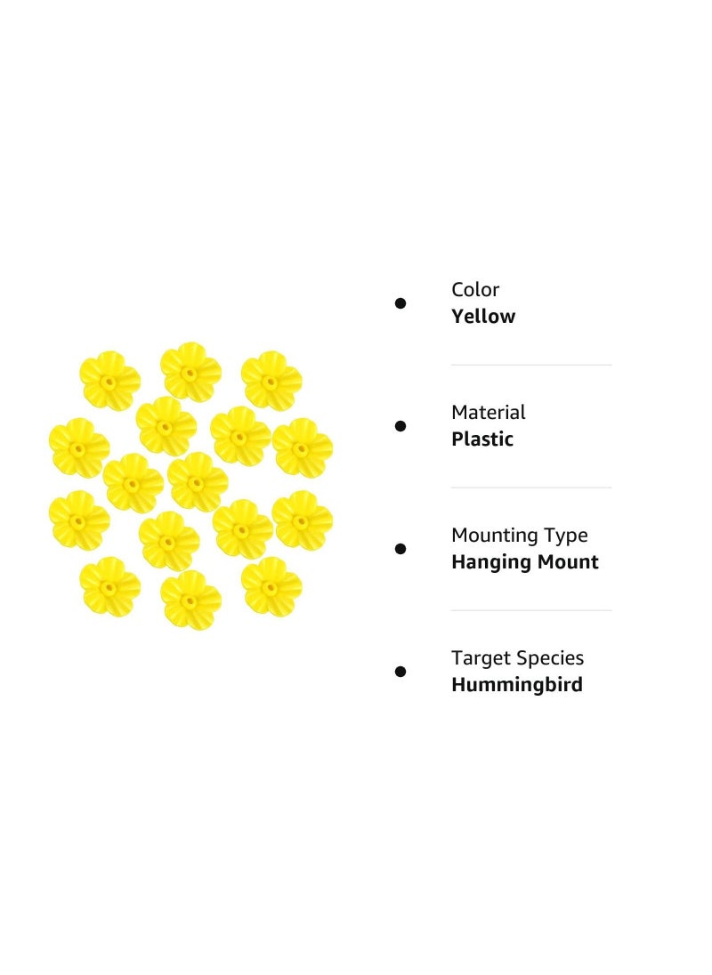 Y&D - 16Pcs Hummingbird Feeder Replacement Flowers with Cleaning Brush, Yellow Parts for Hanging Feeders - Image 1