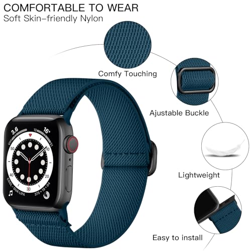 Lerobo Compatible with Apple Watch Ultra SE 3 2 1 Band 49mm Series 10 9 45mm/46mm 44mm 42mm for Men and Women Stretchy Nylon Solo Loop Sport Strap for iWatch Bands Series 11 8 7 6 5 4 Ultra 2 - Image 2