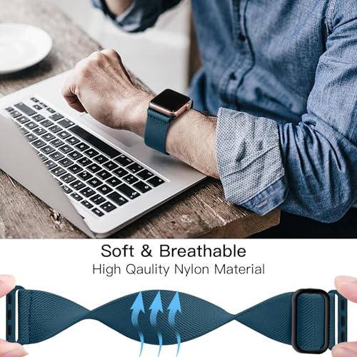 Lerobo Compatible with Apple Watch Ultra SE 3 2 1 Band 49mm Series 10 9 45mm/46mm 44mm 42mm for Men and Women Stretchy Nylon Solo Loop Sport Strap for iWatch Bands Series 11 8 7 6 5 4 Ultra 2 - Image 4