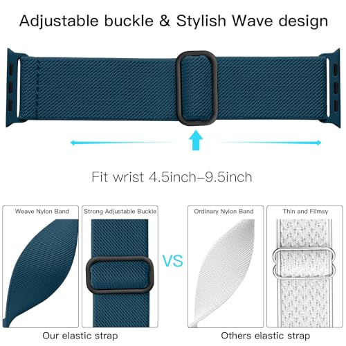 Lerobo Compatible with Apple Watch Ultra SE 3 2 1 Band 49mm Series 10 9 45mm/46mm 44mm 42mm for Men and Women Stretchy Nylon Solo Loop Sport Strap for iWatch Bands Series 11 8 7 6 5 4 Ultra 2 - Image 3