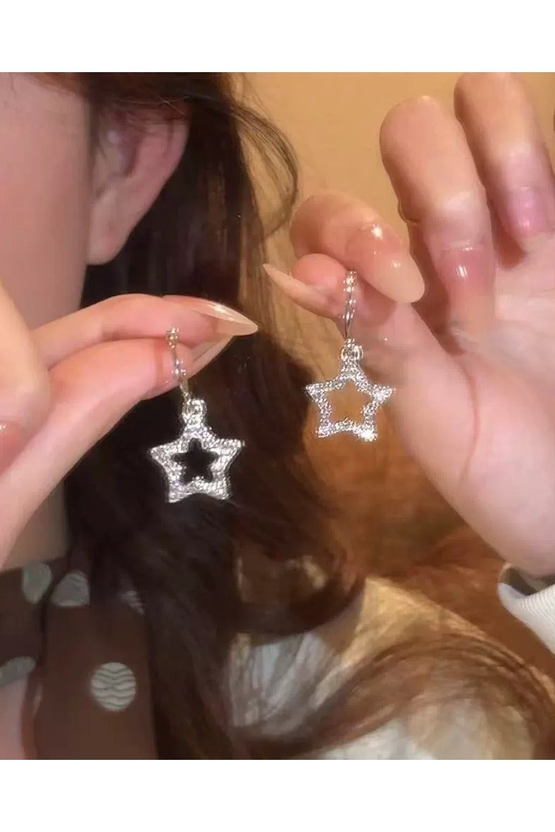 Goolsky Minimalist Hollow Star Zircon Stud Earrings for Women – Ultra Sparkling Cool-Tone Chic Jewelry, Trendy Sweet & Edgy Style - Image 4