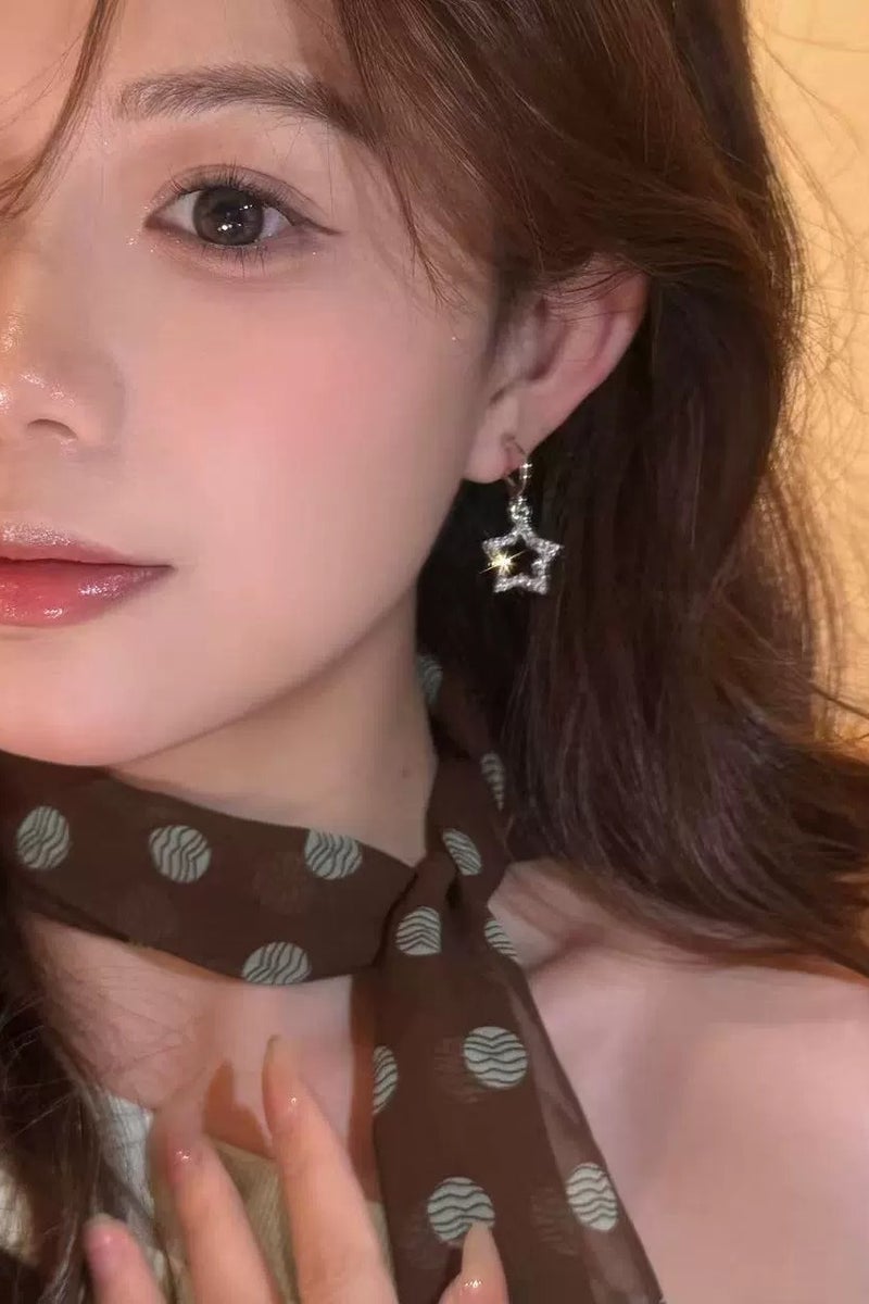 Goolsky Minimalist Hollow Star Zircon Stud Earrings for Women – Ultra Sparkling Cool-Tone Chic Jewelry, Trendy Sweet & Edgy Style - Image 3