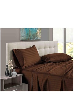 EXPRESS BEDSHEETS Hotel Quality King Size Egyptian Twill Stripe Cotton bedsheet 3 Pcs Bed Linen set with one flat bedsheet & two pillow covers Soft & Breathable, Luxury Premium Cotton, Wrinkle Free and Machine Washable  - Image 4