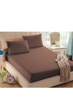 EXPRESS BEDSHEETS Hotel Quality King Size Egyptian Twill Stripe Cotton bedsheet 3 Pcs Bed Linen set with one flat bedsheet & two pillow covers Soft & Breathable, Luxury Premium Cotton, Wrinkle Free and Machine Washable  - Image 5