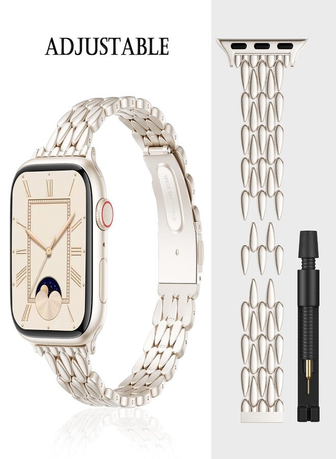 VISOOM Slim Gold Iwatch Bands Compatible With Apple Watch Bands 38/40/41/42mm Women - Thin Metal Dressy Luxury Cute Designer Apple Watch Series 11 10 Se 9 8 7 6 5 4 3 2 1 Bracelet Bands for Women - Image 3
