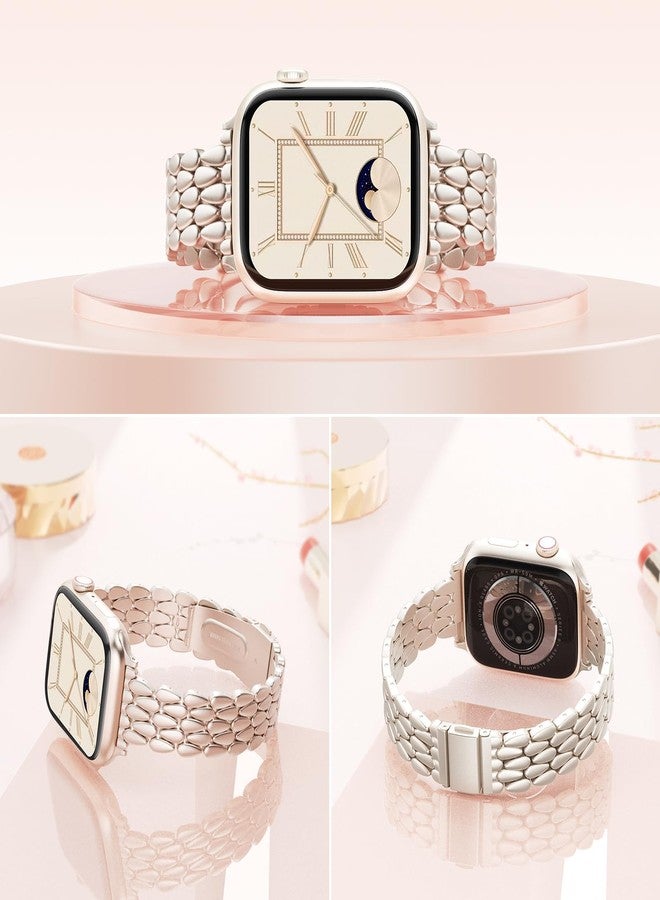 VISOOM Slim Gold Iwatch Bands Compatible With Apple Watch Bands 38/40/41/42mm Women - Thin Metal Dressy Luxury Cute Designer Apple Watch Series 11 10 Se 9 8 7 6 5 4 3 2 1 Bracelet Bands for Women - Image 2