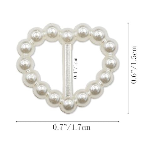Summer-Ray.com Summer-Ray 500pcs Acrylic Pearl Heart-Shaped Ribbon Sliders – 15 Colors – 17mm x 15mm – Elegant Buckle for Wedding Decor, Gift Wrapping & DIY Crafts - Image 2