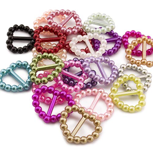 Summer-Ray.com Summer-Ray 500pcs Acrylic Pearl Heart-Shaped Ribbon Sliders – 15 Colors – 17mm x 15mm – Elegant Buckle for Wedding Decor, Gift Wrapping & DIY Crafts - Image 1