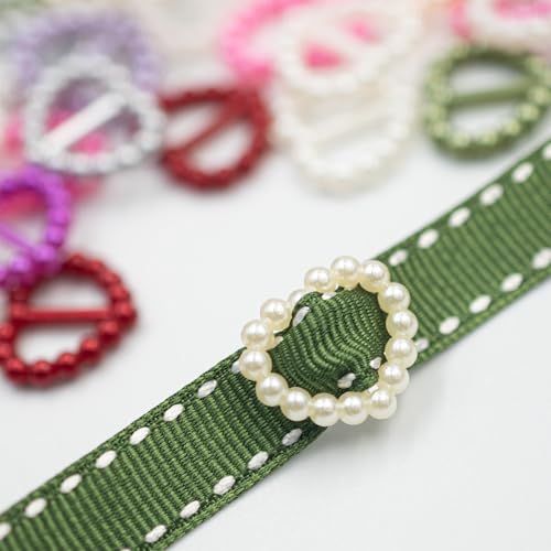 Summer-Ray.com Summer-Ray 500pcs Acrylic Pearl Heart-Shaped Ribbon Sliders – 15 Colors – 17mm x 15mm – Elegant Buckle for Wedding Decor, Gift Wrapping & DIY Crafts - Image 4