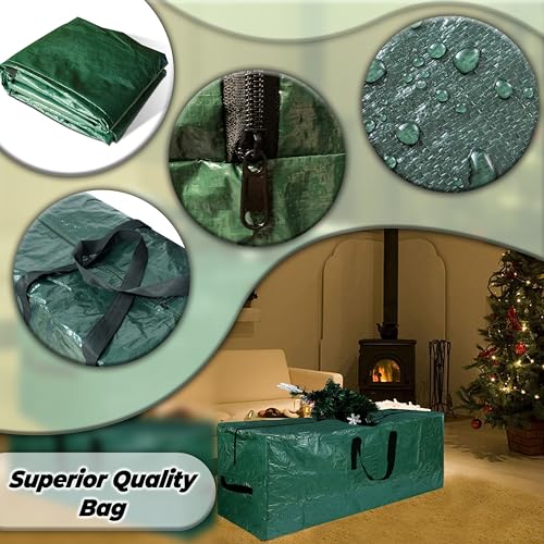 ARSUK 7.5 ft Christmas Tree Storage Bag – Reinforced Heavy Duty Christmas Tree Bag For Artificial Tree – Waterproof with Durable Handles & Zipper – Holiday Xmas Tree Storage Bag (GREEN) - Image 4