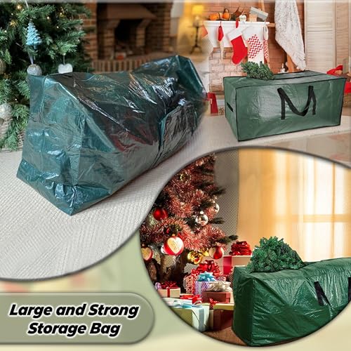 ARSUK 7.5 ft Christmas Tree Storage Bag – Reinforced Heavy Duty Christmas Tree Bag For Artificial Tree – Waterproof with Durable Handles & Zipper – Holiday Xmas Tree Storage Bag (GREEN) - Image 5