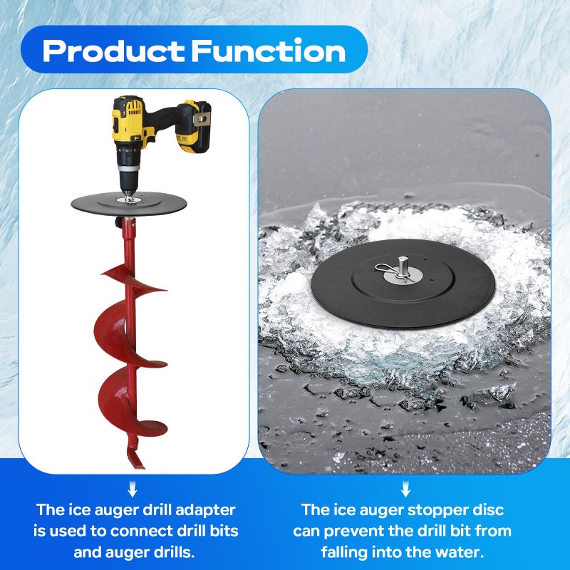 DuckcowsC Two Stage Auger Adapter Ice Auger Conversion Kit with 9.05" Stopper Disc for 1/2 inch Drill Chuck Compatible with Most Brands of Hand Augers - Image 5