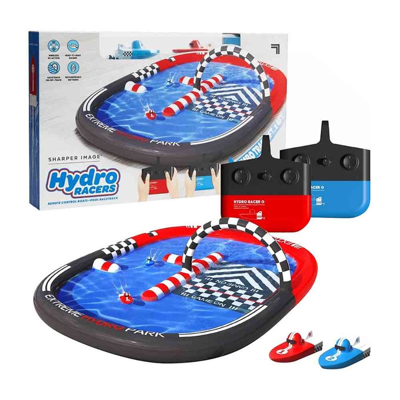 Sharper Image Hydro Racers Inflatable Pool Race Track with 2 RC Boats - Image 1