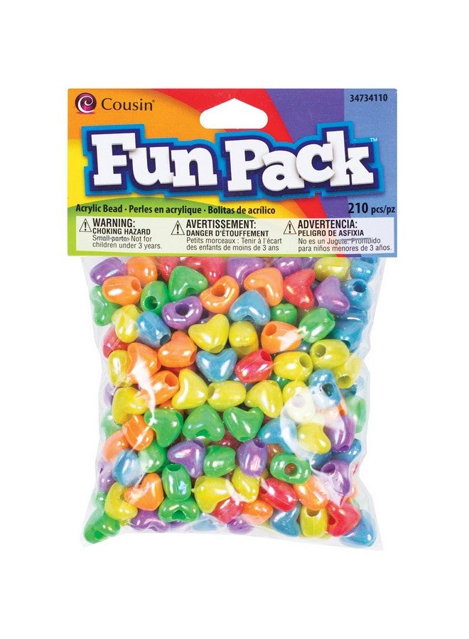Diy Fun Pack Acrylic Heart Beads 210/Pkg Assorted Assorted Colors