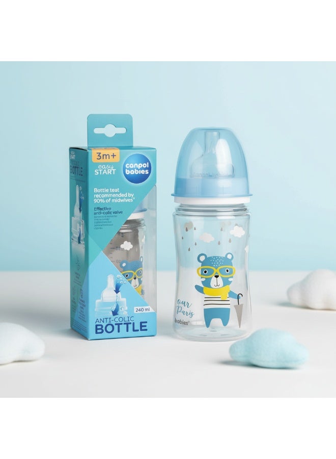 Canpol Babies EasyStart Anti-Colic Feeding Bottle | Bonjour Paris Bear Design | 240 ml | 3m+ | BPA Free | Soft Silicone Teat | Natural Flow - Image 4