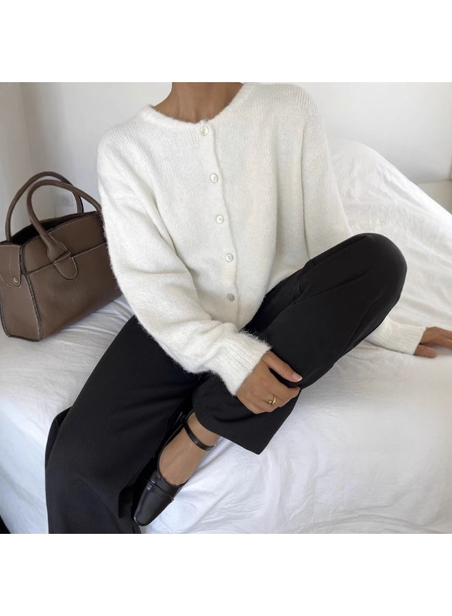 NIBEMINENT Casual Trendy Knitted Women Cardigan Long Sleeve O Neck Outerwear  Fall Winter  Single Breasted Solid Sweater - Image 1