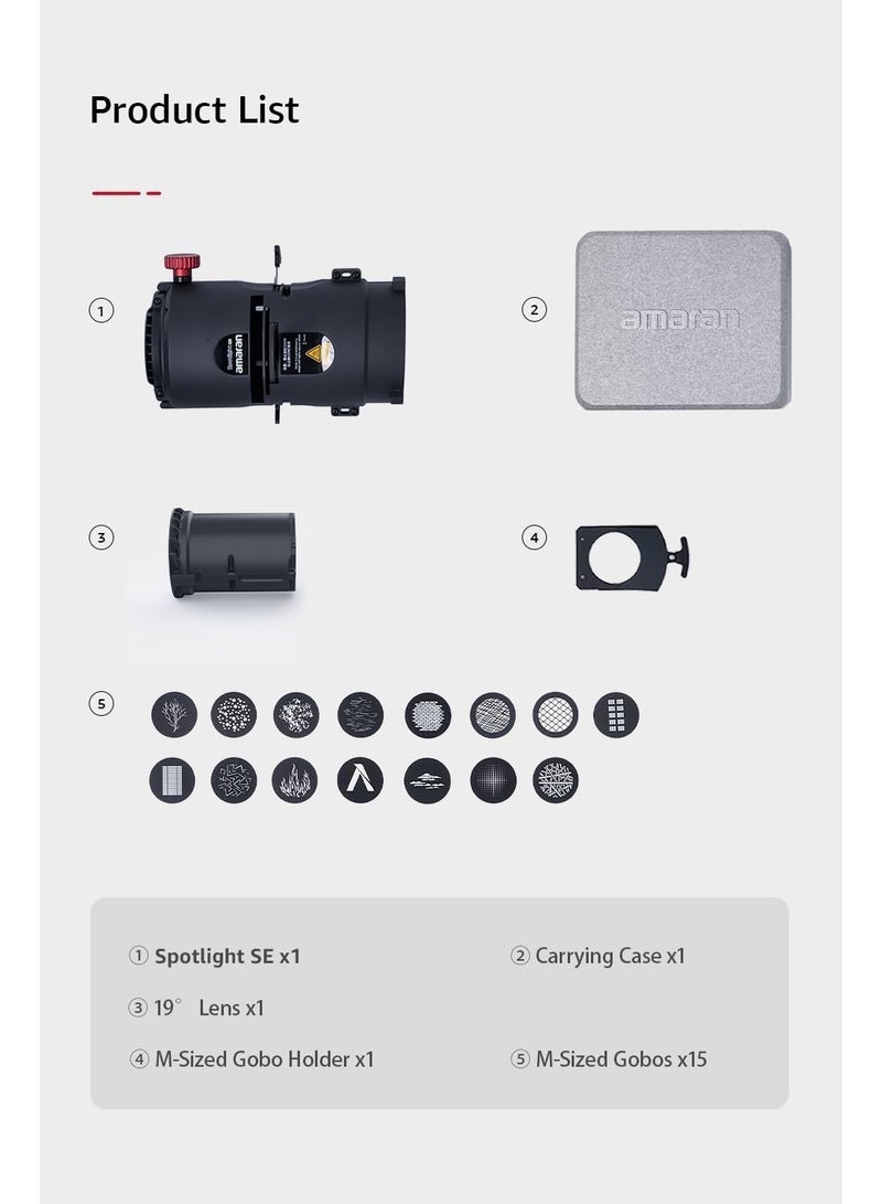 Aputure Amaran Spotlight SE 19° Lens Kit – Precision Projection Lens for Amaran LED Lights, Crisp Edges & Focused Beams, Ideal for Creative Lighting, Photography, and Cinematic Effects - Image 5