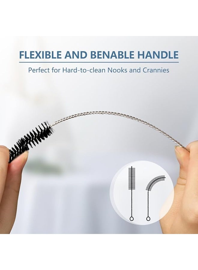 8 Pack Black Nylon Bottle Cleaning Brush Set with Long Deep Cleaning Brushes and Flexible Bendable Stainless Steel Handles for Bottles Nipples Spouts Straws and Narrow Gaps - Image 2