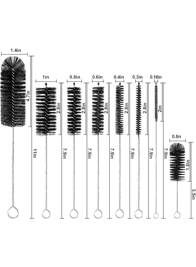 8 Pack Black Nylon Bottle Cleaning Brush Set with Long Deep Cleaning Brushes and Flexible Bendable Stainless Steel Handles for Bottles Nipples Spouts Straws and Narrow Gaps - Image 5