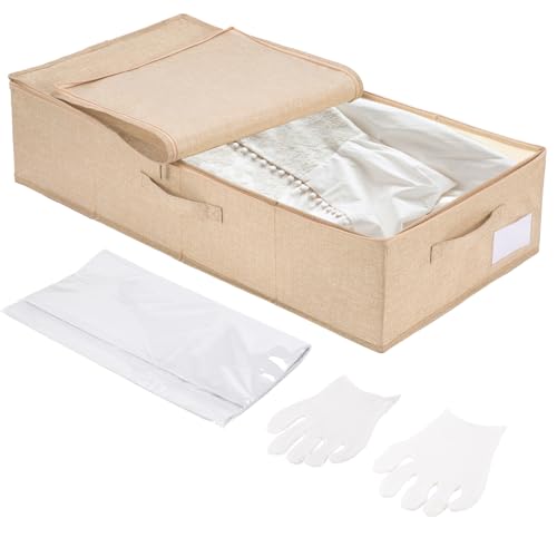 CINPIUK Wedding Dress Storage Box with 40 Sheets Large Acid Free Tissue Paper and 1 Pair Microfiber Gloves, Wedding Gown Preservation Box for Bridal Essentials - Image 1
