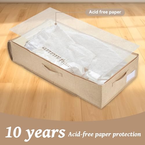 CINPIUK Wedding Dress Storage Box with 40 Sheets Large Acid Free Tissue Paper and 1 Pair Microfiber Gloves, Wedding Gown Preservation Box for Bridal Essentials - Image 3