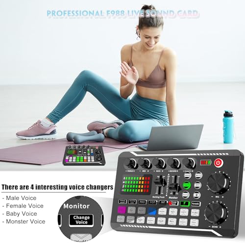 SINWE Professional Audio Mixer, SINWE Live Sound Card and Audio Interface with DJ Mixer Effects and Voice Changer,Podcast Production Studio Equipment, Prefect for Streaming/Podcasting/Gaming - Image 4