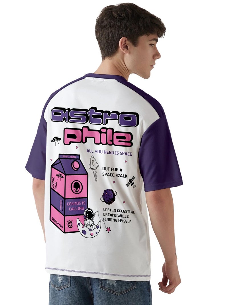 Crazymonk Astrophile Printed Graphic Oversized T-Shirt - Multi Color - L - Image 1