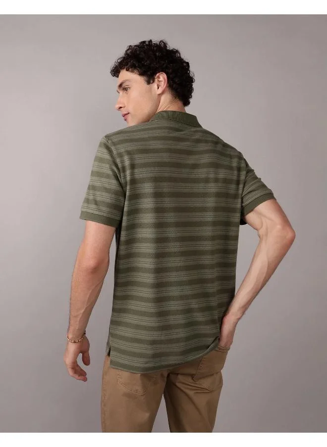 American Eagle AE Flex Pique Striped Polo Shirt
